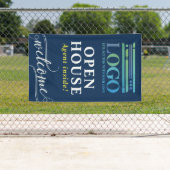 Deep Blue Open House Realtor Logo Welkom Spandoek (Insitu)