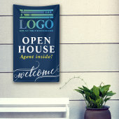 Deep Blue Open House Realtor Logo Welkom Spandoek