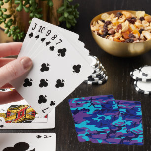 Deep Blue Paars Camo Trendy Pokerkaarten