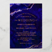 Deep Blue Paars Geode Roos Gold Agate Modern Folie Uitnodiging (Voorkant)