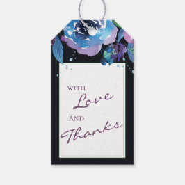 Deep Blue Paars Moody Twilight Floral Wedding Cadeaulabel