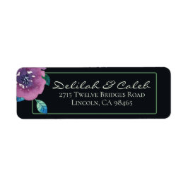 Deep Blue Paars Moody Twilight Floral Wedding Etiket