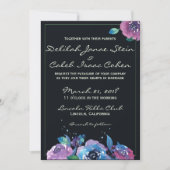 Deep Blue Paars Moody Twilight Floral Wedding Kaart (Voorkant)