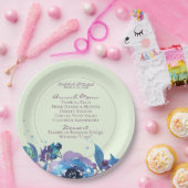 Deep Blue Paars Moody Twilight Floral Wedding Papieren Bordje (Feest)