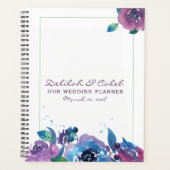 Deep Blue Paars Moody Twilight Floral Wedding Planner (Voorkant)