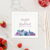 Deep Blue Paars Moody Twilight Floral Wedding Servet (Insitu)