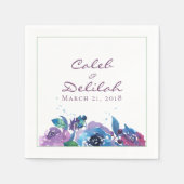 Deep Blue Paars Moody Twilight Floral Wedding Servet (Voorkant)