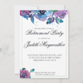 Deep Blue Paars Twilight Floral Retirement Kaart (Voorkant)