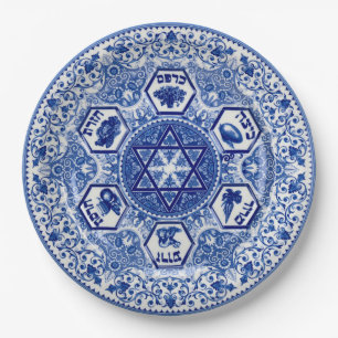 Deep Blue Passover Seder  9-inch Bord papier