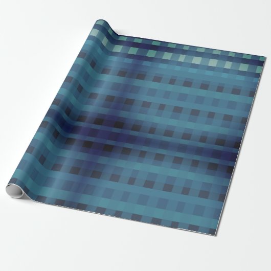 Deep Blue Plaid, Gingham patroon inpakpapier (Uitgerold)
