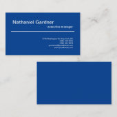 Deep Blue Plain Creative Modern Minimalist Visitekaartje (Voorkant / Achterkant)