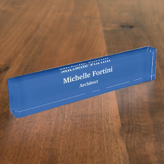 Deep Blue Professional Plain Modern Elegant Naambordje (Zijkant)