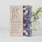 Deep Blue & Purple Floral Baby Shower Kaart (Staand voorkant)