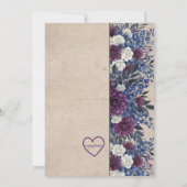 Deep Blue & Purple Floral Baby Shower Kaart (Achterkant)