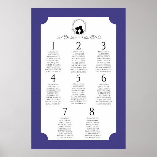 Deep Blue Regency Seating Chart Poster 3 of 3 (Voorkant)
