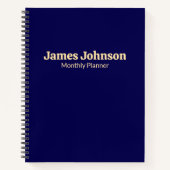 Deep blue Retro Bold Serif Desk Name Plate Notitieboek (Voorkant)