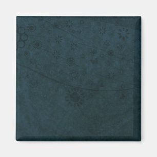 Deep Blue Retro Flowers en Butterflies Abstract Magneet