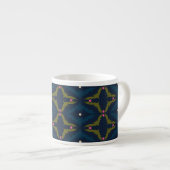 Deep Blue Retro Vintage Pattern  Espresso Kop (Voorkant rechts)