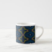 Deep Blue Retro Vintage Pattern  Espresso Kop (Rechts)