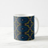 Deep Blue Retro Vintage Pattern  Koffiemok (Voorkant rechts)