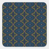 Deep Blue Retro Vintage Pattern  Vierkante Sticker (Voorkant)
