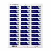 Deep Blue Return-adreslabel met Tallit Etiket (Full Sheet)