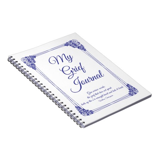 Deep Blue Roos Cluster Border Grief Journal Notitieboek (Rechterzijde)