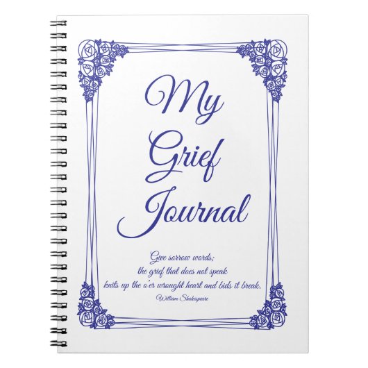 Deep Blue Roos Cluster Border Grief Journal Notitieboek (Voorkant)