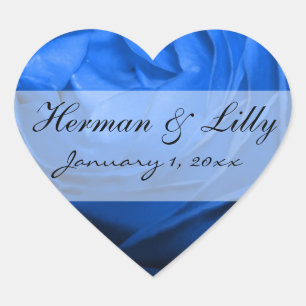 Deep Blue Roos Personalized Wedding Hart Sticker