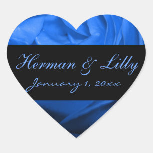 Deep Blue Roos Personalized Wedding Hart Sticker