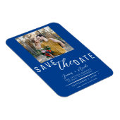 Deep Blue Save the Date Trouwfoto Huwelijk Magneet (Rechterzijde)