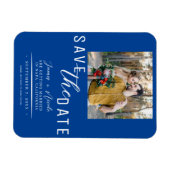 Deep Blue Save the Date Trouwfoto Huwelijk Magneet (Horizontaal)