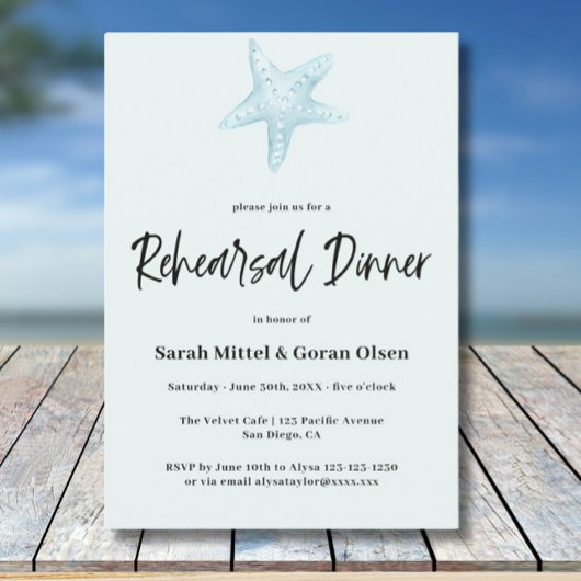 Deep Blue Sea Wedding Rehearsal Dinner Kaart