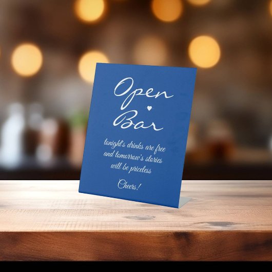 Deep Blue Signature Script Open Bar Reclamebord Met Voetstuk