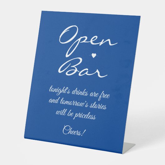 Deep Blue Signature Script Open Bar Reclamebord Met Voetstuk (Voorkant)