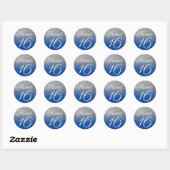 Deep Blue Silver Ombre Glitter Sweet Sixteen Ronde Sticker (Vel)
