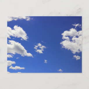 Deep Blue Sky White Fluffy Clouds, Foto Briefkaart