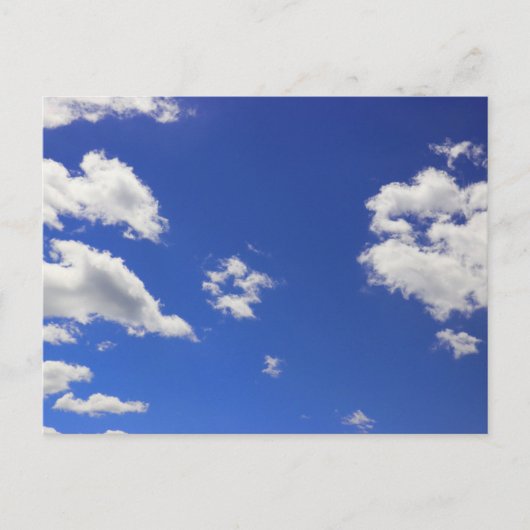 Deep Blue Sky White Fluffy Clouds, Foto Briefkaart (Voorkant)
