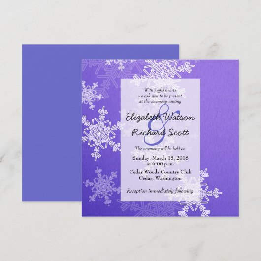 Deep Blue Snowflakes kerstbruiloft uitnodiging (Voorkant / Achterkant)