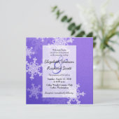 Deep Blue Snowflakes kerstbruiloft uitnodiging (Staand voorkant)