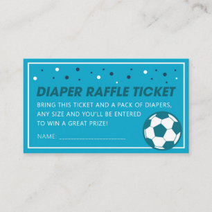 Deep Blue Soccer Baby shower Diaper Raffle Ticket