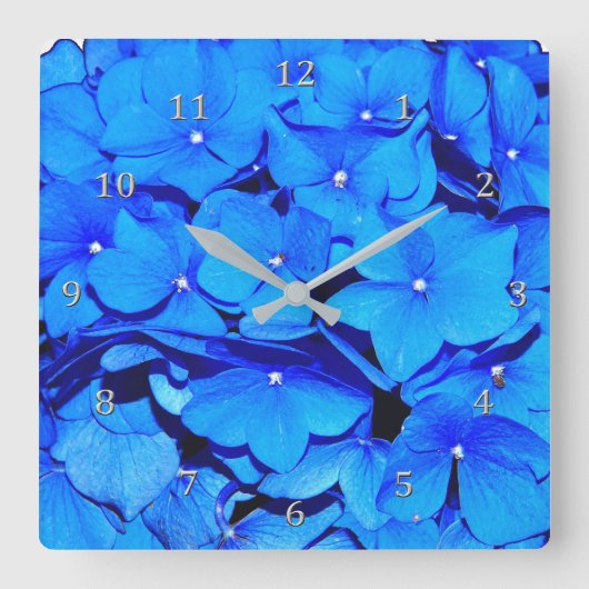 Deep Blue Spring Hydrangea Flowers Vierkante Klok (Voorkant)