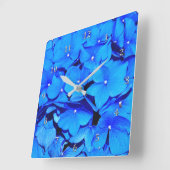 Deep Blue Spring Hydrangea Flowers Vierkante Klok (Hoek)
