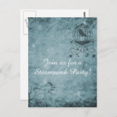 Deep Blue Steampunk Bird Cage Briefkaart (Voorkant / Achterkant)