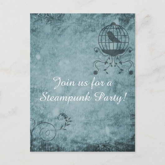 Deep Blue Steampunk Bird Cage Briefkaart (Voorkant)