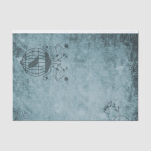 Deep Blue Steampunk Bird Cage Distress Tissuepapier