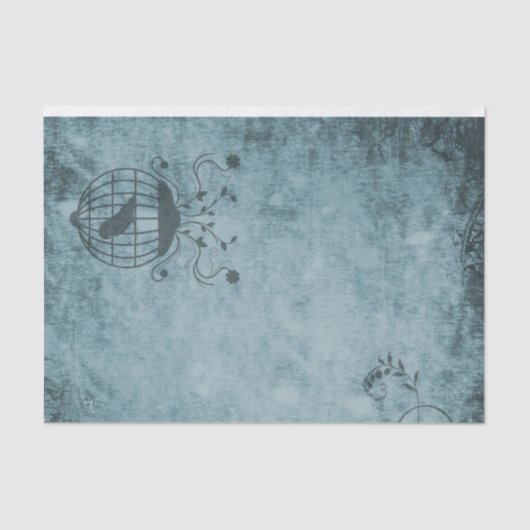 Deep Blue Steampunk Bird Cage Distress Tissuepapier (Voorkant)