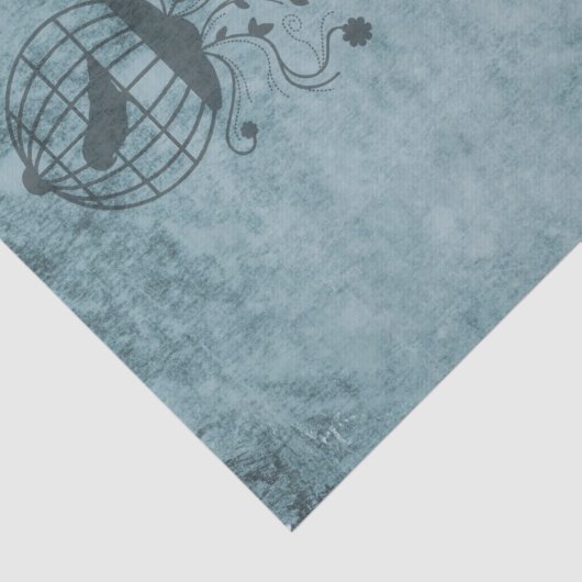 Deep Blue Steampunk Bird Cage Distress Tissuepapier (Detail)