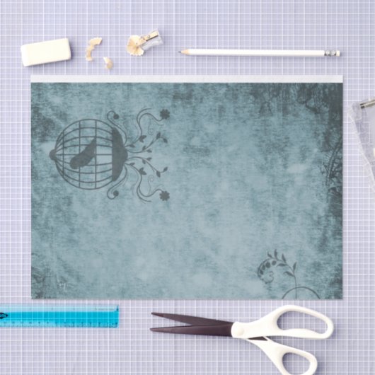 Deep Blue Steampunk Bird Cage Distress Tissuepapier (Craft)