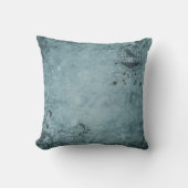 Deep Blue Steampunk Bird Cage Pillow 16" x 16" Kussen (Voorkant)